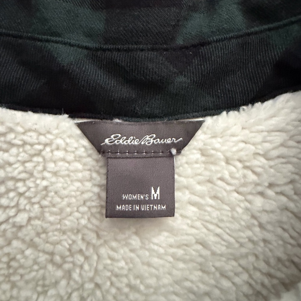 Eddie Bauer Flannel Boyfriend Shirt Sherpa Lined Women’s Medium Plaid Jacket - Picture 6 of 9